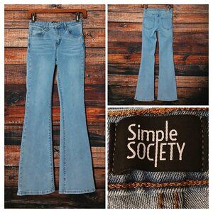Simple Society Jeans 3 26 Flare Leg Blue Denim Stretch